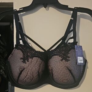 Black Lace Cage Strap Bra